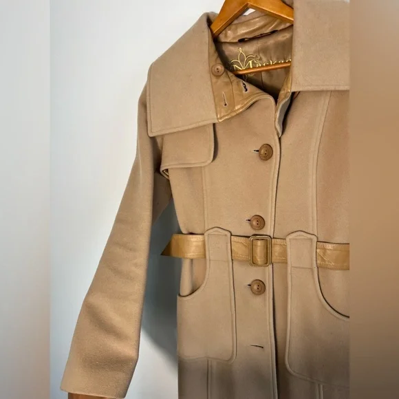 Mackage tan wool leather coat with buttons and pockets XS - Picture 12 of 15